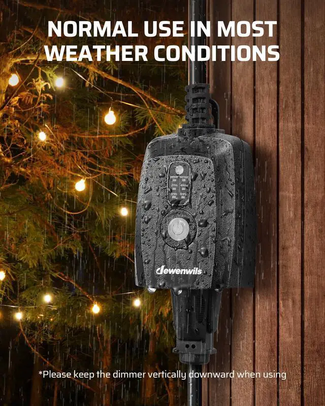 Alt view image 5 of 7 - Dusk to Dawn Dimmer, Wireless Remote Control, Waterproof Dimmable Plug with Timer, 100 FT Range, Outdoor Dimmer for String Light, Patio Lights