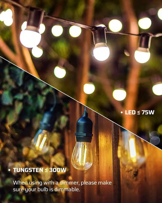 Alt view image 7 of 7 - Dusk to Dawn Dimmer, Wireless Remote Control, Waterproof Dimmable Plug with Timer, 100 FT Range, Outdoor Dimmer for String Light, Patio Lights