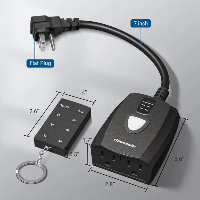 Alt view image 7 of 7 - Dusk to Dawn Dimmer, Outdoor Dimmer for String Light with Remote Dimmer Switch, 100 FT Wireless Remote Control Dimming Timer for Led Light or Lamp Patio Lights