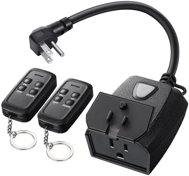 Main image of Outdoor Dimmer for String Lights, Two-Remote Control Dimmable Plug, 100FT Range, Waterproof Plug in Dimmer for Dimmable LED/Tungsten Bulbs
