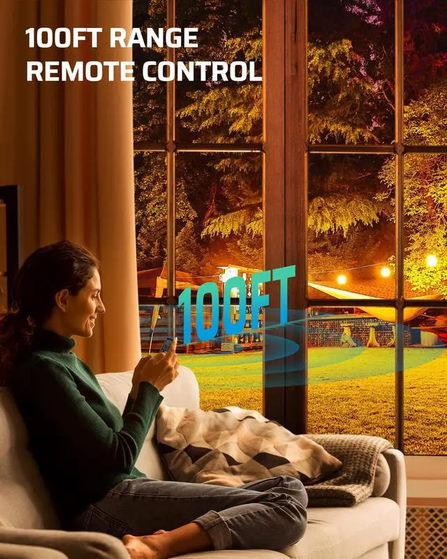 Alt view image 2 of 7 - Outdoor Dimmer for String Lights, Two-Remote Control Dimmable Plug, 100FT Range, Waterproof Plug in Dimmer for Dimmable LED/Tungsten Bulbs