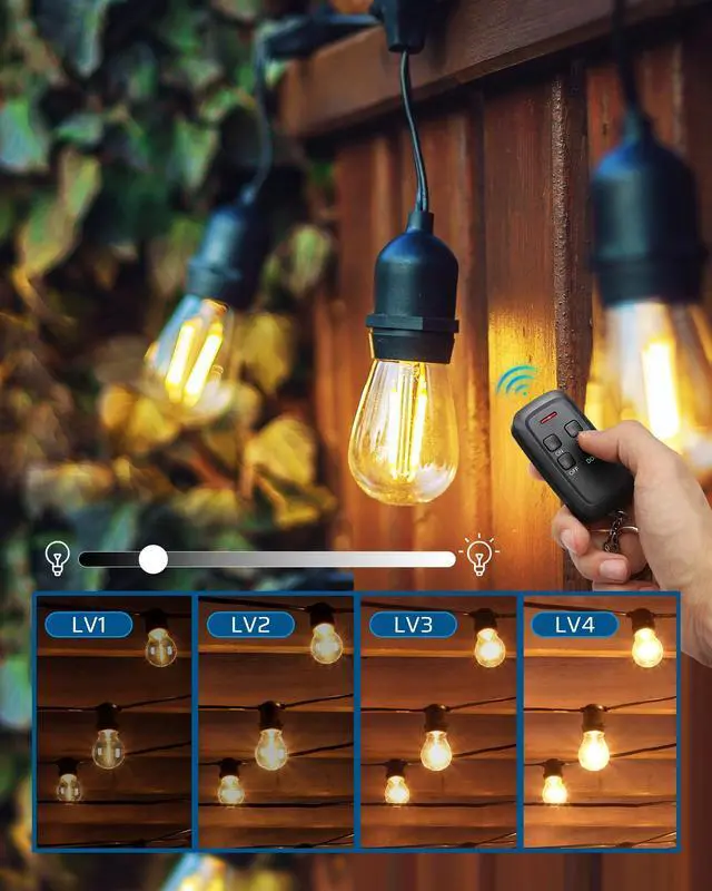 Alt view image 3 of 7 - Outdoor Dimmer for String Lights, Two-Remote Control Dimmable Plug, 100FT Range, Waterproof Plug in Dimmer for Dimmable LED/Tungsten Bulbs
