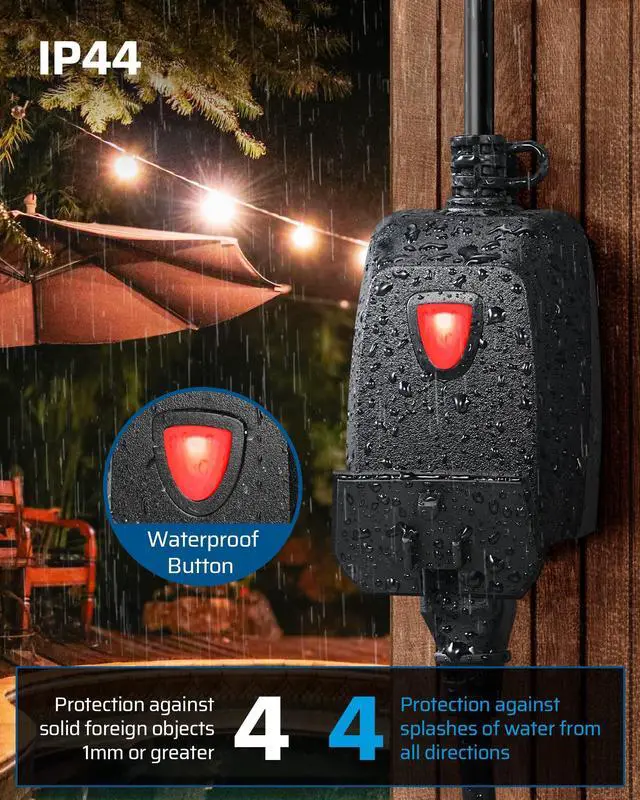 Alt view image 4 of 7 - Outdoor Dimmer for String Lights, Two-Remote Control Dimmable Plug, 100FT Range, Waterproof Plug in Dimmer for Dimmable LED/Tungsten Bulbs