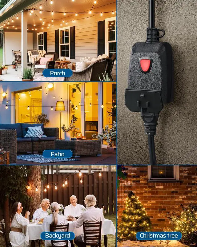 Alt view image 5 of 7 - Outdoor Dimmer for String Lights, Two-Remote Control Dimmable Plug, 100FT Range, Waterproof Plug in Dimmer for Dimmable LED/Tungsten Bulbs
