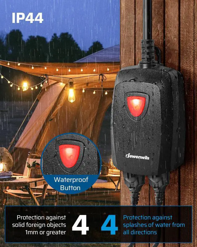 Alt view image 4 of 7 - Outdoor Dimmer for String Lights, 125V Dimmer Switch with 100FT Control Range, Weatherproof Outdoor Dimmer Plug for Dimmable LED/Tungsten Bulbs
