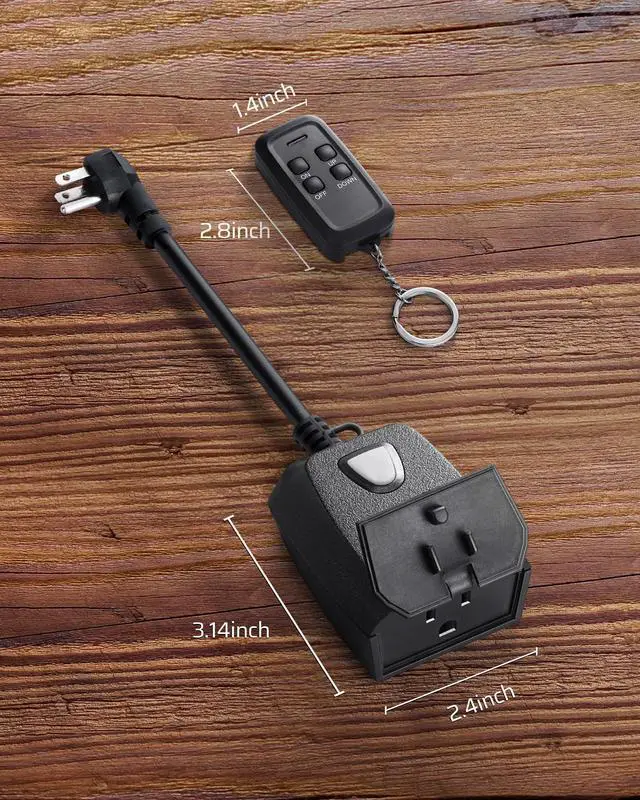 Alt view image 6 of 7 - Outdoor Dimmer for String Lights, Two-Remote Control Dimmable Plug, 100FT Range, Waterproof Plug in Dimmer for Dimmable LED/Tungsten Bulbs