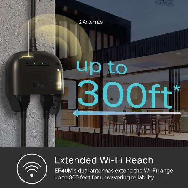 Alt view image 7 of 7 - Matter Smart Outdoor Plug, Dual Outlet, IP64 Weather Resistance, Works with Apple HomeKit, Amazon Alexa, Google Home, SmartThings, 15A/1800W Max, ETL Certified, 2.4G Wi-Fi Only, EP40M