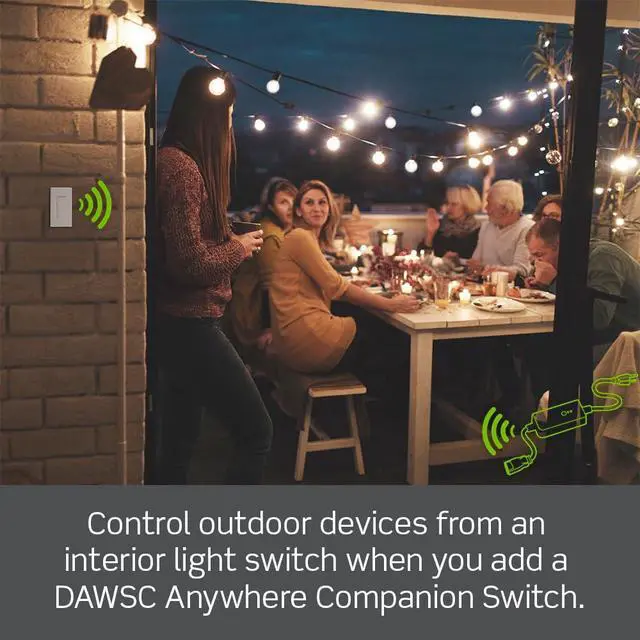 Alt view image 6 of 7 - Decora Smart Wi-Fi Outdoor Plug, Works with Matter, My Leviton, Alexa, Google Assistant, Apple Home/Siri & Wire-Free Anywhere Switch Companion, Weather-Resistant, D215O-1RE, Black