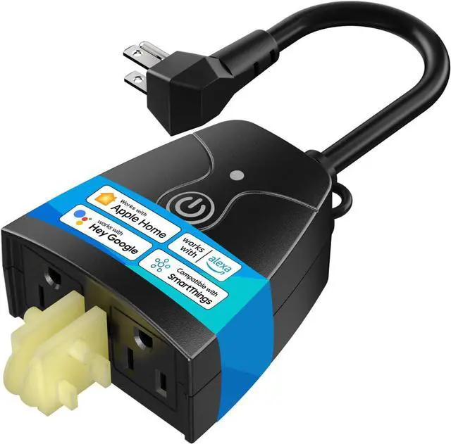 Main image of Outdoor Smart Plug Compatible with Apple HomeKit, Siri, Alexa, Google Assistant and SmartThings, Waterproof Outdoor Outlet, Remote & Voice Control, Timer, FCC and ETL Certified