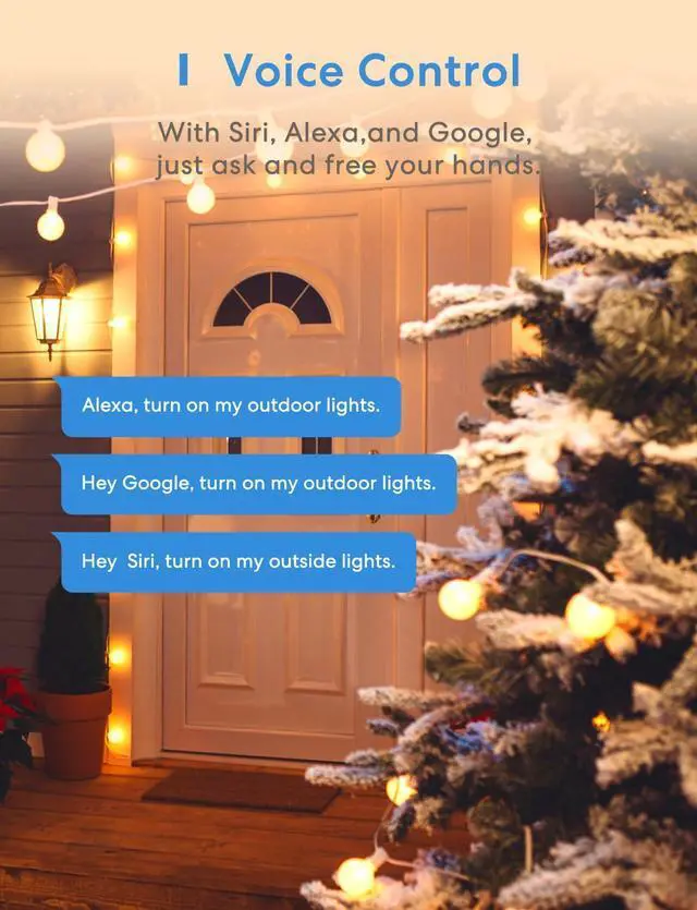 Alt view image 2 of 7 - Outdoor Smart Plug Compatible with Apple HomeKit, Siri, Alexa, Google Assistant and SmartThings, Waterproof Outdoor Outlet, Remote & Voice Control, Timer, FCC and ETL Certified