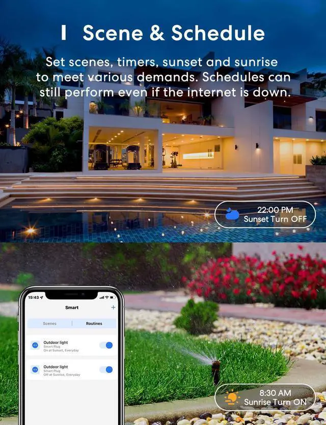 Alt view image 4 of 7 - Outdoor Smart Plug Compatible with Apple HomeKit, Siri, Alexa, Google Assistant and SmartThings, Waterproof Outdoor Outlet, Remote & Voice Control, Timer, FCC and ETL Certified