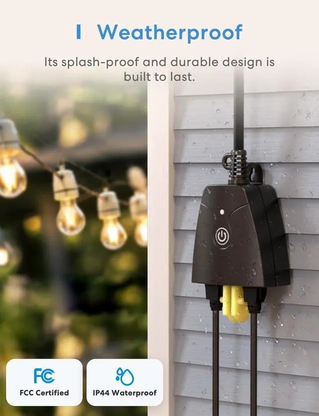 Alt view image 5 of 7 - Outdoor Smart Plug Compatible with Apple HomeKit, Siri, Alexa, Google Assistant and SmartThings, Waterproof Outdoor Outlet, Remote & Voice Control, Timer, FCC and ETL Certified