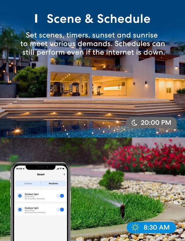 Alt view image 5 of 7 - Outdoor Smart Plug, Outdoor Wi-Fi Outlet with 3 Independent Sockets Compatible with Apple Homekit, Alexa and SmartThings, Voice & Remote Control, Timer, 2.4 GHz only,Black