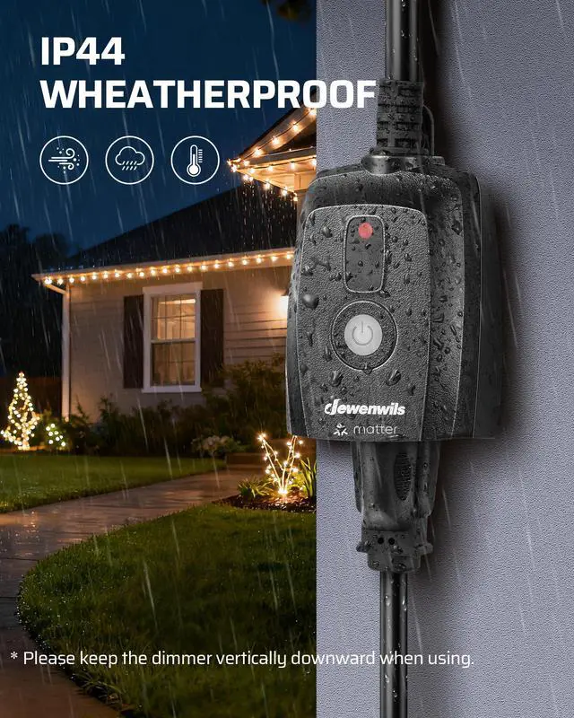 Alt view image 7 of 7 - Wi-Fi Matter Smart Dimmer Plug, Outdoor Dimmer for String Lights, Works with Alexa, Google Home, SmartThings, 100FT Remote, for 150W Dimmable LED/300W Tungsten Bulbs, 2.4GHz Only