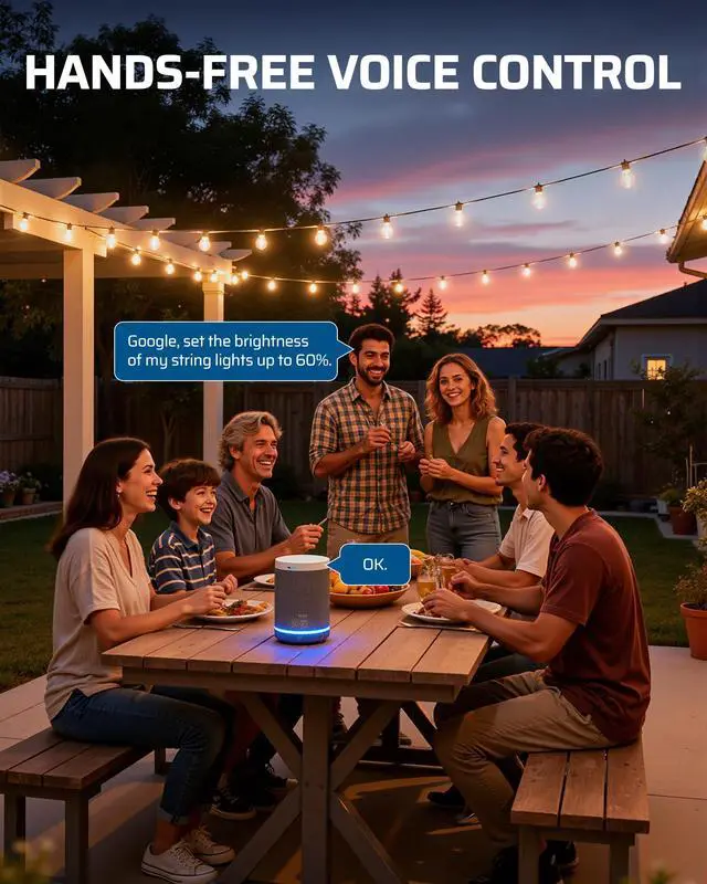 Alt view image 4 of 6 - Wi-Fi Matter Smart Dimmer Plug, Remote Control, 2 Grounded Outlets, Work with Alexa/Google Home, Support 200W Dimmable LED/400W Tungsten Bulbs, Outdoor Dimmer for String Lights, 2.4GHz Only