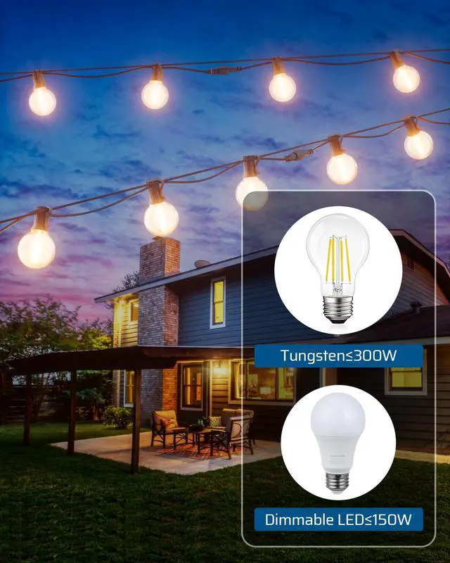 Alt view image 6 of 7 - Outdoor Dimmer for String Lights, Remote Plug, Waterproof Plug-in Dimmer, 100FT Range, 150W Dimmable LED/300W Tungsten Bulbs, Switch for Dimmable String Lights