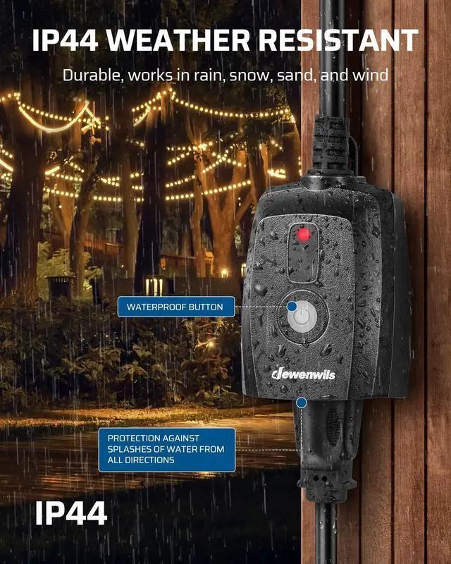Alt view image 4 of 7 - Outdoor Dimmer for String Lights, Remote Plug, Waterproof Plug-in Dimmer, 100FT Range, 150W Dimmable LED/300W Tungsten Bulbs, Switch for Dimmable String Lights