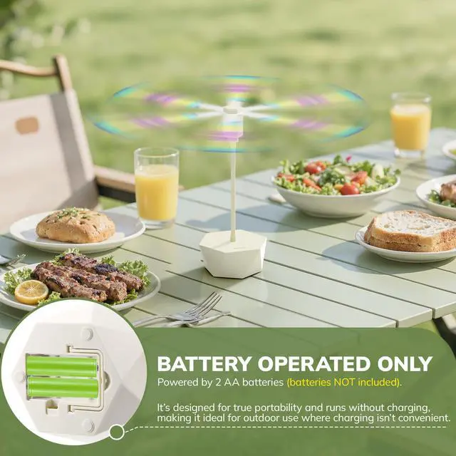 Alt view image 2 of 7 - Portable Battery Powered Fly Fans for Tables Up to 15 Hours Working Time, 4-Pack Indoor Outdoor Food Fan with Flexible Goose-Neck Blades for Home Restaurant Party Picnic Patio BBQ, Beige