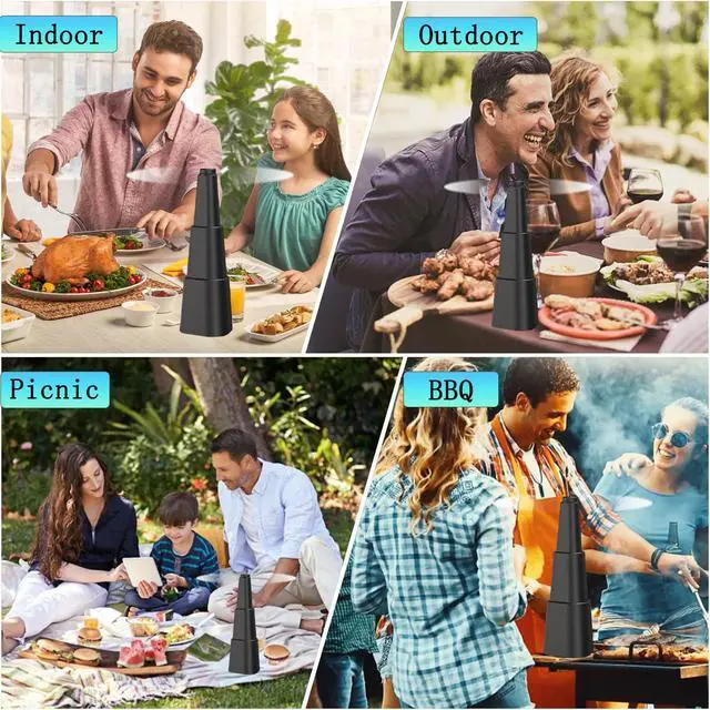 Alt view image 4 of 7 - 4 Pack Fly Fans for Tables Fly Repellent Fan Outdoor Indoor Keep Flies Away Table Top Fly Fan Fly Fan for Outdoor Table with Holographic Blades for Picnic Patio Home, black