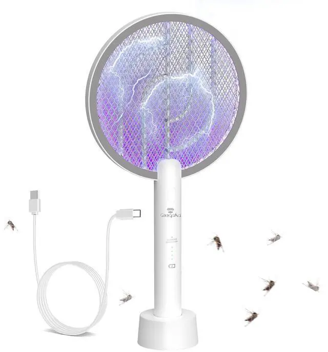 Main image of Bug Zapper Racket, 2 in 1 Mode Fly Swatter USB Rechargeable, 4000V Electric Fly Zapper with 3 Layer Safety MeshElectric Racket for Kitchen, Home, Garden and Outdoors