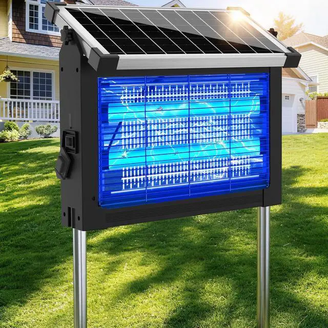 Main image of Solar Bug Zapper Outdoor Waterproof, 4500V Rechargeable Mosquito Zapper with Solar Panel Sensor, Auto ON/Off, 10ft Extension Cord & Solar Powered Bug Zapper, Cordless Insect Zap for Patio Yard Garden