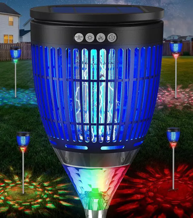 Main image of All in 1 Solar Bug Zapper Outdoor, Flame & Projection Mode, Auto/Manual Modes, 4200V Electric Mosquito Killer with High Powered, IPX5 Waterproof Rechargeable Fly Insect Trap for Patio Garden Yard RV
