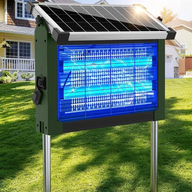 Main image of Solar Bug Zapper Outdoor Waterproof, 4500V Rechargeable Mosquito Zapper with Solar Panel Sensor, Auto ON/Off, 10ft Extension Cord & Solar Powered Bug Zapper, Cordless Insect Zap for Patio Yard Garden