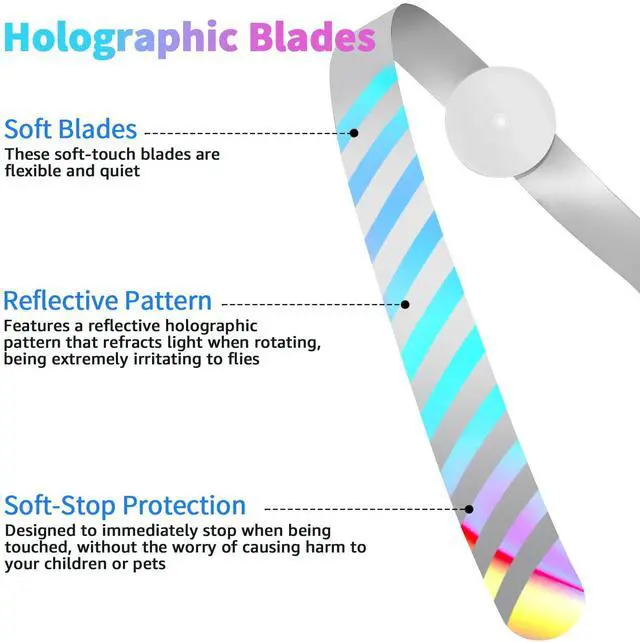 Alt view image 3 of 7 - Fly Fans for Tables Rechargeable, Table Top Fly Spinner to Keep Flies Away from Food, Portable Fly Repellent Fan with Soft Stop Blades for Outdoor, Picnic, Patio & BBQ (White, 4Pack)