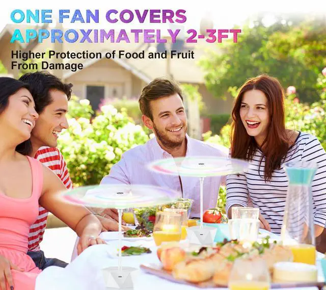 Alt view image 5 of 7 - Fly Fans for Tables Rechargeable, Table Top Fly Spinner to Keep Flies Away from Food, Portable Fly Repellent Fan with Soft Stop Blades for Outdoor, Picnic, Patio & BBQ (White, 4Pack)