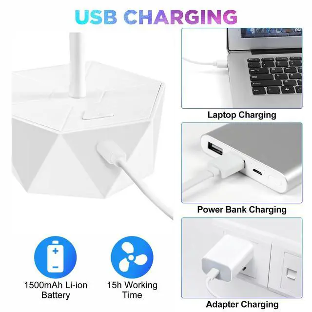 Alt view image 4 of 7 - Fly Fans for Tables Rechargeable, Table Top Fly Spinner to Keep Flies Away from Food, Portable Fly Repellent Fan with Soft Stop Blades for Outdoor, Picnic, Patio & BBQ (White, 4Pack)