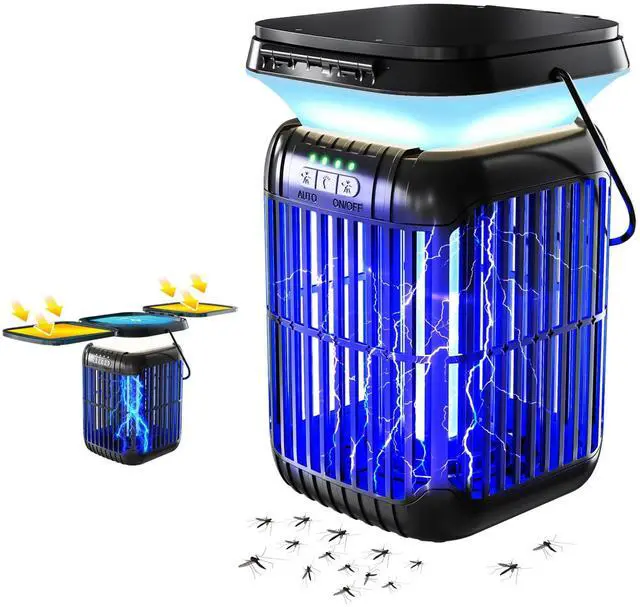 Main image of Solar Bug Zapper Outdoor Indoor, Mosquito Zapper with Dual Folding Solar Panels, 3-in-1 Waterproof LED Lantern, Portable & Solar/USB Rechargeable Insect Trap for Camping, Yard, Patio, Home
