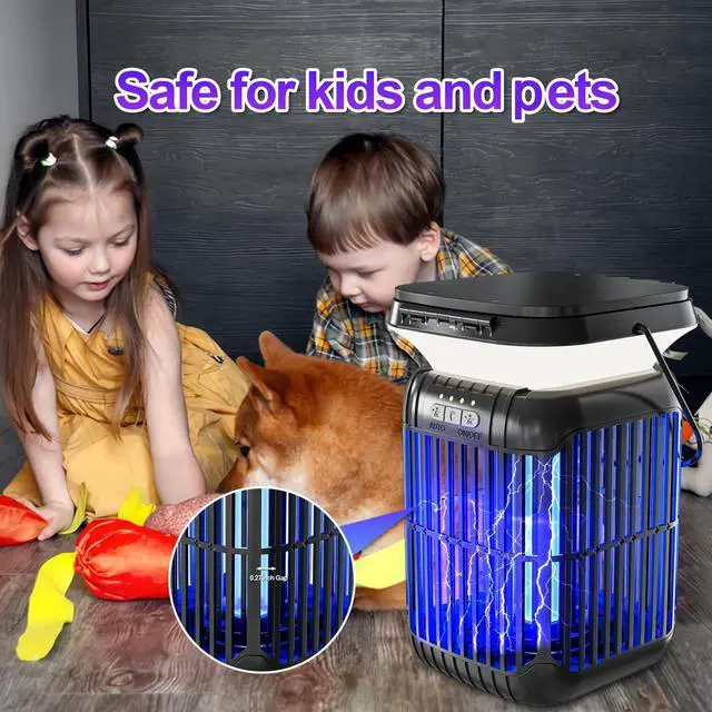 Alt view image 7 of 7 - Solar Bug Zapper Outdoor Indoor, Mosquito Zapper with Dual Folding Solar Panels, 3-in-1 Waterproof LED Lantern, Portable & Solar/USB Rechargeable Insect Trap for Camping, Yard, Patio, Home