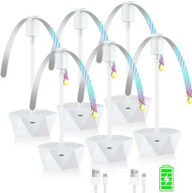 Main image of Fly Fans for Tables Rechargeable Fly Fans Keep Flies Away Flexible Fly Repellent Fans for Outdoor Table Top Fly Fan with Holographic Blades for Outside, Picnic (White, 6Packs)