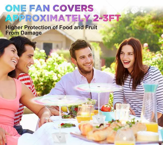 Alt view image 5 of 6 - Fly Fans for Tables Rechargeable Fly Repellent Fans for Indoor Outdoor Keep Flies Away, Flies Spinner Table Top with Holographic Blades, Bug Traps for Picnic, Party, BBQ (White, 3Packs)