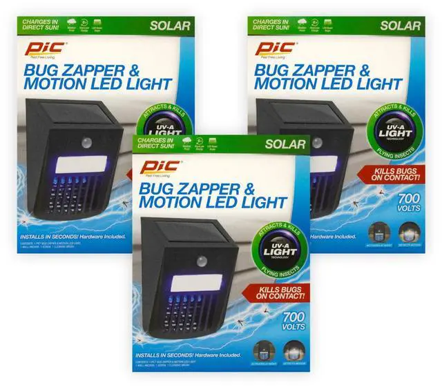 Main image of 2-in-1 Solar Bug Zapper and Motion Sensor LED Light, Outdoor Electric Insect Killer, Mosquito Fly Zapper Trap for Outdoor Use (3 Pack)