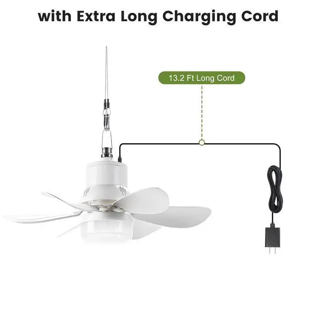 Alt view image 3 of 7 - Portable Canopy Tent Fan, 18" Wireless Battery Operated Ceiling Fan Light with Remote for Outdoor Gazebo Patio Camping RV