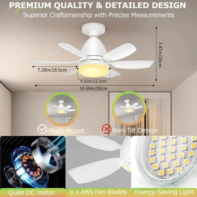 Alt view image 6 of 7 - Socket Fan Light with Remote, 20'' 30W Dimmable LED 3 Colors 3000K-6500K, 6 Speed Wind Small Ceiling Fan with Light, Screw in Light Bulb Fan for Bedroom, Kitchen, Living Room, Closet