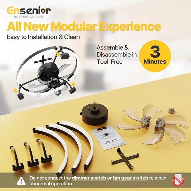 Alt view image 6 of 7 - Ceiling Fans with Lights and Remote, 20'' Low Profile Ceiling Fan Flush Mount, APP Control, 6 Speed, 3CCT, Quiet Reversible DC Motor, Dimmable Modern Ceiling Fan with Light for Bedroom, Black