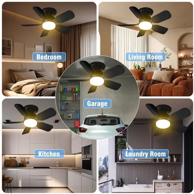 Alt view image 4 of 7 - 20" Socket Fan Light with Remote, 30W 2000 Lumens, 3 Colors 3000-6000K Small Ceiling Fans with Lights 6 Speed Wind Light Bulb Fan for Bedroom, Living Room, Kitchen, Laundry Room