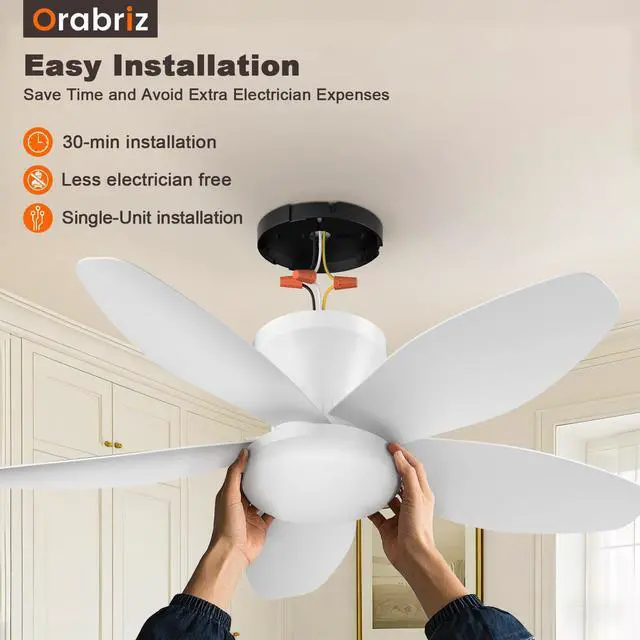 Alt view image 2 of 7 - 35 Inch Ceiling Fan with Lights and Remote Control,Quiet 6 Speeds Wind Modern Low Profile Fan Light with DC Reversible Motor, Dimmable Ceiling Fan for Bedroom Room Indoor/Outdoor Use, White