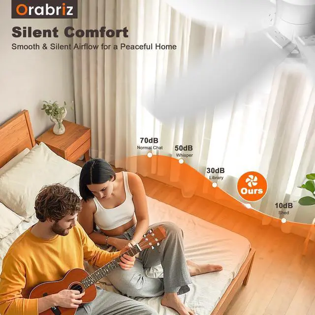 Alt view image 6 of 7 - 35 Inch Ceiling Fan with Lights and Remote Control,Quiet 6 Speeds Wind Modern Low Profile Fan Light with DC Reversible Motor, Dimmable Ceiling Fan for Bedroom Room Indoor/Outdoor Use, White