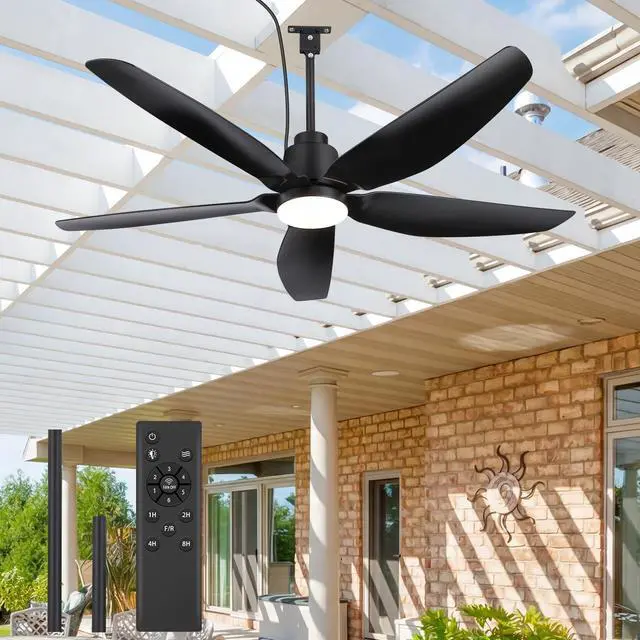 Main image of Outdoor Ceiling Fan with Light, 42" Gazebo Ceiling Fan, Patio Ceiling Fan, Ultra-Quiet DC Motor Black Plug-in Ceiling Fan with Light for PavilionPoolside Porch Pergol