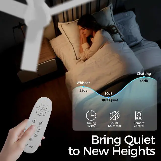 Alt view image 3 of 7 - Ceiling Fans with Lights Remote Control - Flush Mount Dimmable 3000K-6500K LED 6 Speed with Quiet DC Motor for Bedroom, Living Room and Outdoor Patio