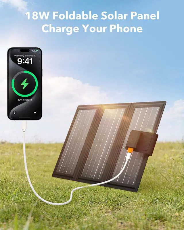 Alt view image 7 of 7 - Solar Ceiling Fan Light, Battery Operated Camping Fan with Remote Contorl & 20W Portable Foldable Solar Panel, Rechargeable Gazebo Fan Light for Tent Canopy Pergola Travel