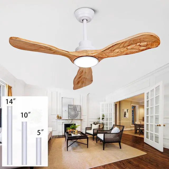 Main image of Ceiling Fans with Lights and Remote,42 Inch Unique Wood Ceiling Fan with Noiseless Reversible DC Motor,3 Blades,3 Downrods, for Farmhouse,Patio Living Room,Bedroom,Office,Indoor Outdoor(White+Wood)