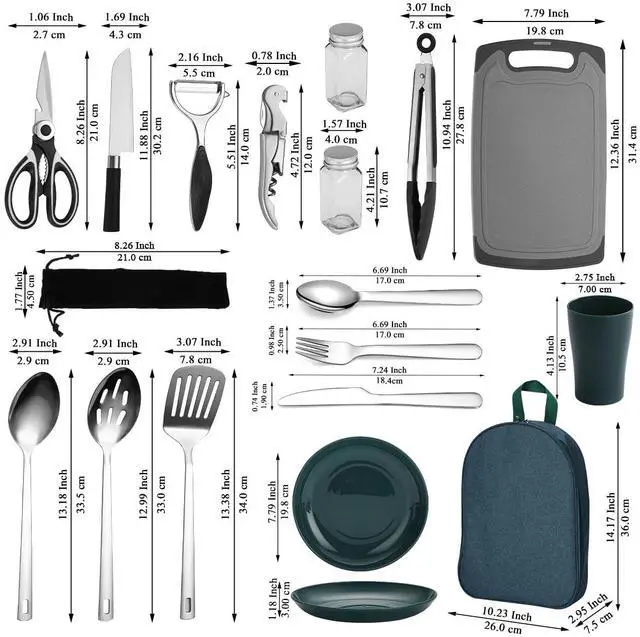 Alt view image 2 of 7 - Camping Essentials, Camping Cooking Utensils Set, Camping Accessories Gear Must Haves, Come with Camping Silverware Sets, Plates and Cups, Great for Outdoor Stove, Picnic, BBQ