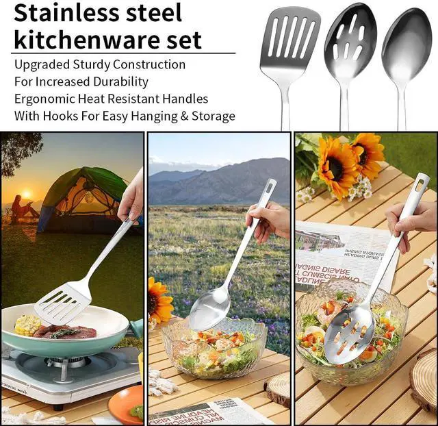 Alt view image 5 of 7 - Camping Essentials, Camping Cooking Utensils Set, Camping Accessories Gear Must Haves, Come with Camping Silverware Sets, Plates and Cups, Great for Outdoor Stove, Picnic, BBQ