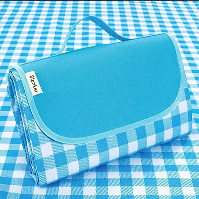 Main image of Extra Large Picnic Blanket Beach Blankets, Outdoor Foldable Waterproof Sand Mat for Beach Camping Hiking Travel Family Concerts Grass Park Music Festival Lawn Mats (Blue, 80x60inch)