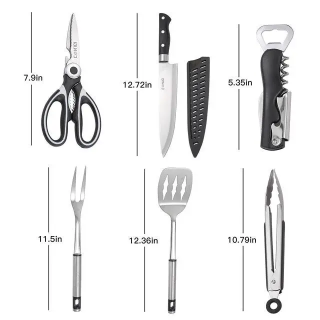 Alt view image 2 of 7 - Portable Camping Cooking Utensils Set Bag Suitable for Fork, Spoon, Chopping Board, Chef's Knife,Kitchenware Storage