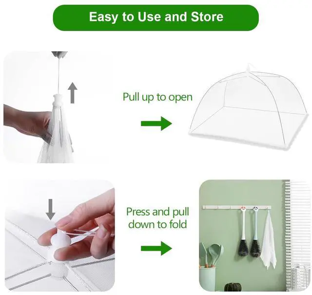 Alt view image 3 of 7 - (8Pack) Pop-up Picnic Food Tent Covers, 17x17Inch Foldable Mesh Screen Food Covers for Outdoors, Reusable Food Cover Net Keep Out Flies, Mosquitoes